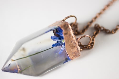 Image of Wood Squill (Scilla siberica) - Small Copper Prism Necklace #4