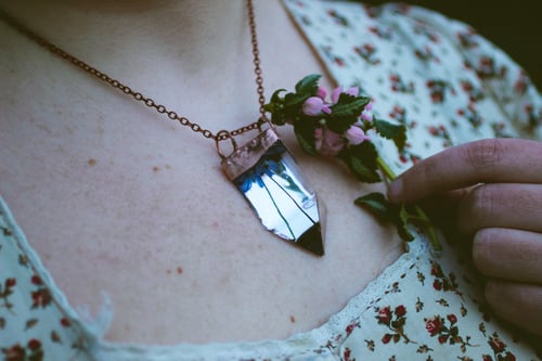 Image of Wood Squill (Scilla siberica) - Small Copper Prism Necklace #4