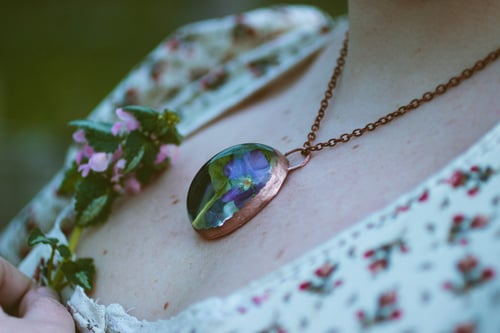 Image of Violet (Viola sororia) - Copper Plated Necklace #2