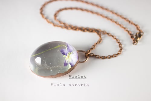 Image of Violet (Viola sororia) - Copper Plated Necklace #3