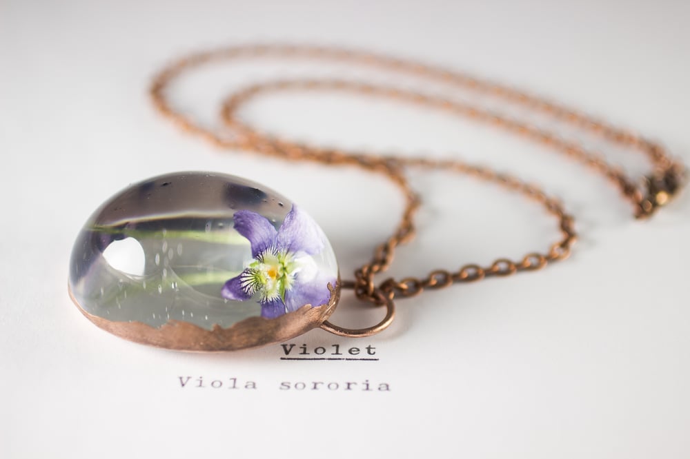 Image of Violet (Viola sororia) - Copper Plated Necklace #3