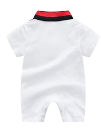 Image 2 of Preppy Stripes Lapel Short-sleeve Jumpsuit