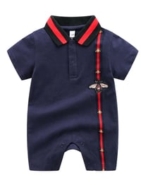 Image 3 of Preppy Stripes Lapel Short-sleeve Jumpsuit