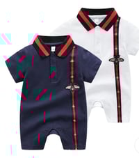 Image 1 of Preppy Stripes Lapel Short-sleeve Jumpsuit
