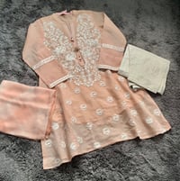 Image 2 of Eid collection- peach cotton net flared 3 pcs 