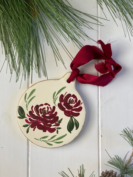 Image of *Pre-Order: Christmas Floral - Ceramic Ornament 