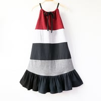 Image 3 of tie tank 8/10 tie red blue SW stripe may the 4th be with you fourth gray black repleat pleated skirt