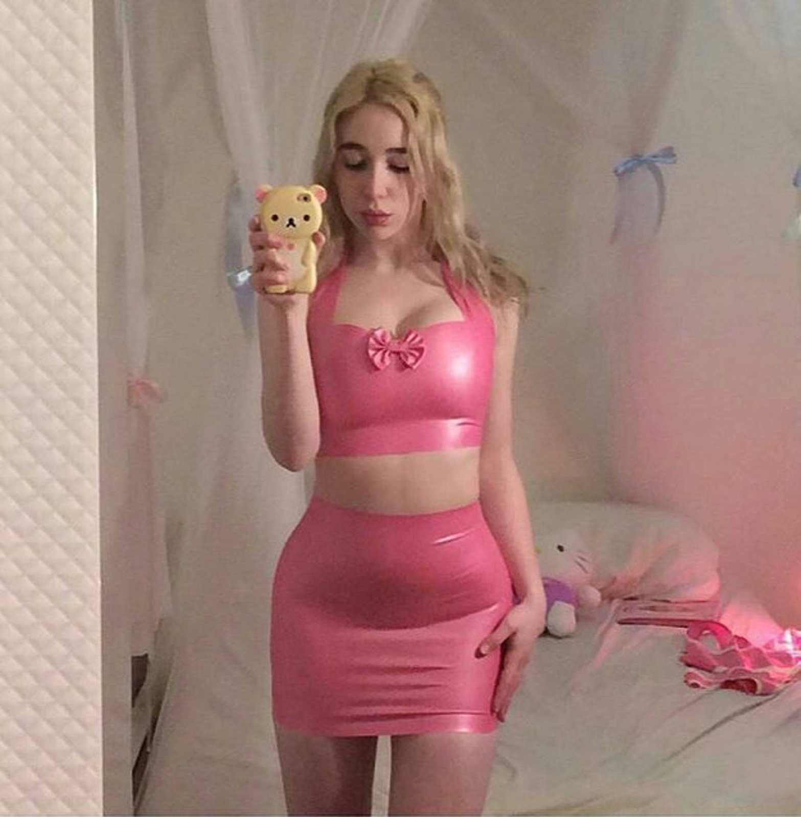 latex two piece outfit