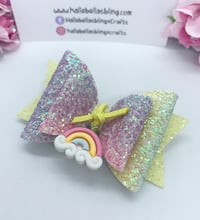 Image 2 of Pastel rainbow charm bow