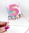 Pastel rainbow birthday crown on Aliceband 