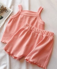 Image 1 of Toddler Girl 2 pcs  Pattern Cotton Summer Suit Top & Shorts