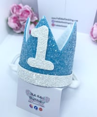 Image 1 of Baby blue and white Birthday crown 