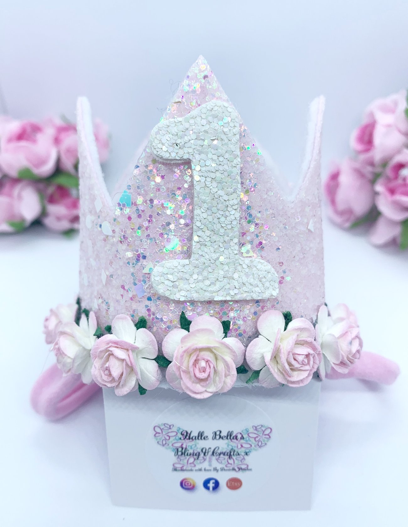 Stunning baby pink Birthday crown | Halle Bella's Bling&Crafts