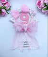 Lace pink & white Birthday rosette badge