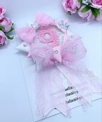 Image 2 of Lace pink & white Birthday rosette badge