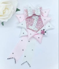 Baby pink and white Birthday Rosette 