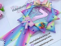 Image 3 of Pastel rainbow Birthday Rosette 
