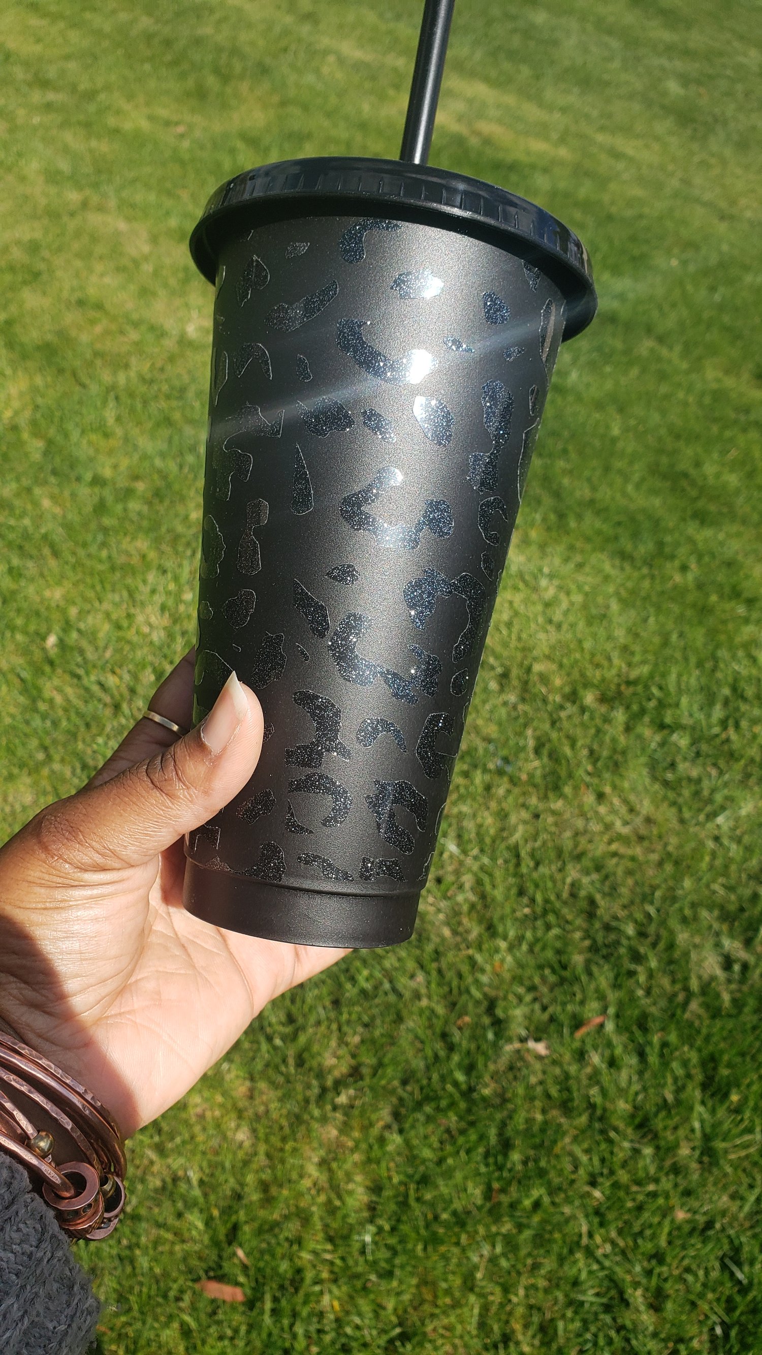 Image of GLITTER CHEETAH COLD LIQUID TUMBLER