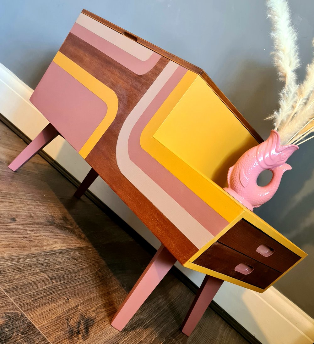 Image of Hand Painted Mid-Century Storage box / Sewing box