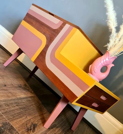 Image of Hand Painted Mid-Century Storage box / Sewing box