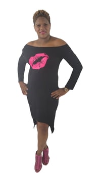 Image 3 of Off the shoulder kiss lip dress