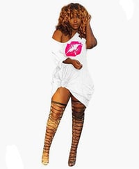 Image 1 of Off the shoulder kiss lip dress
