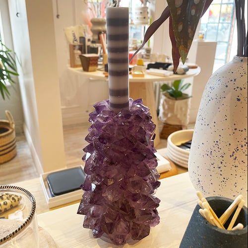 Image of Large Amethyst Taper Candle Holder