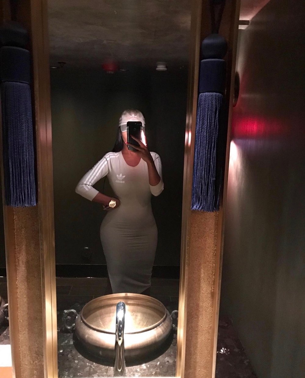 Image of ADIDAS NUDE DRESS WITH SLIT WITH MATCHING CAP (MEDIUM)