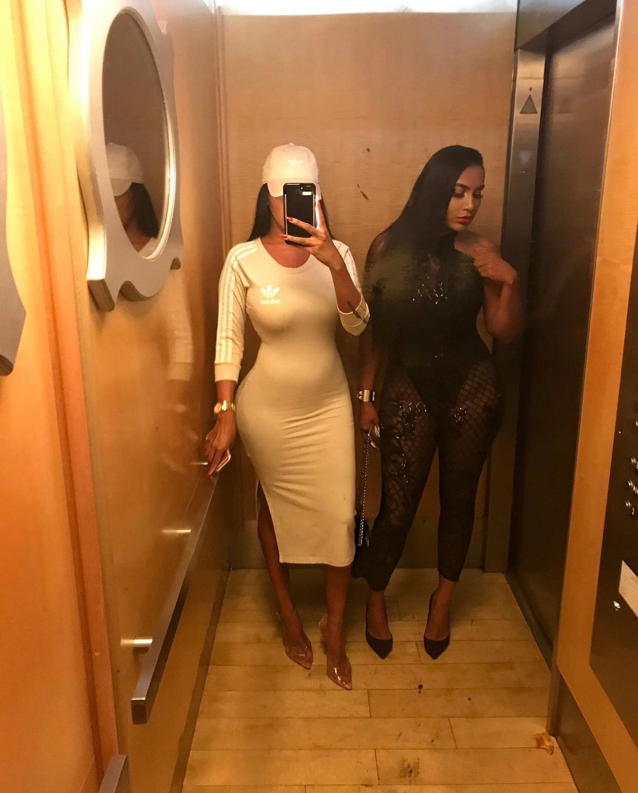 Image of ADIDAS NUDE DRESS WITH SLIT WITH MATCHING CAP (MEDIUM)