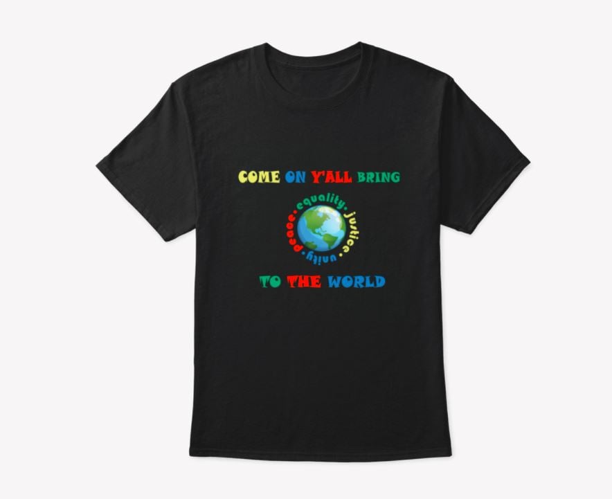 Image of Adult Come On Y'all Colorful Around the World Shirt