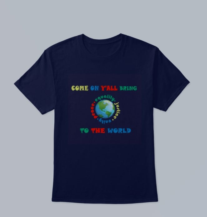 Image of Adult Come On Y'all Colorful Around the World Shirt