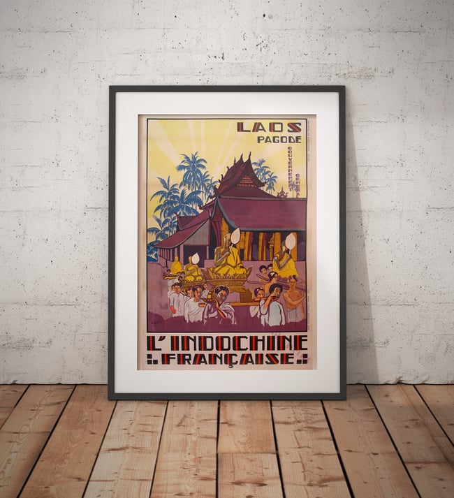 Laos - Pagode | Joseph-Henri Ponchin | 1931 | Wall Print | Home Decor | Vintage Travel Poster