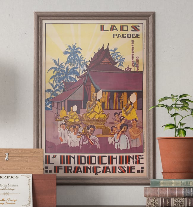 Laos - Pagode | Joseph-Henri Ponchin | 1931 | Wall Print | Home Decor | Vintage Travel Poster