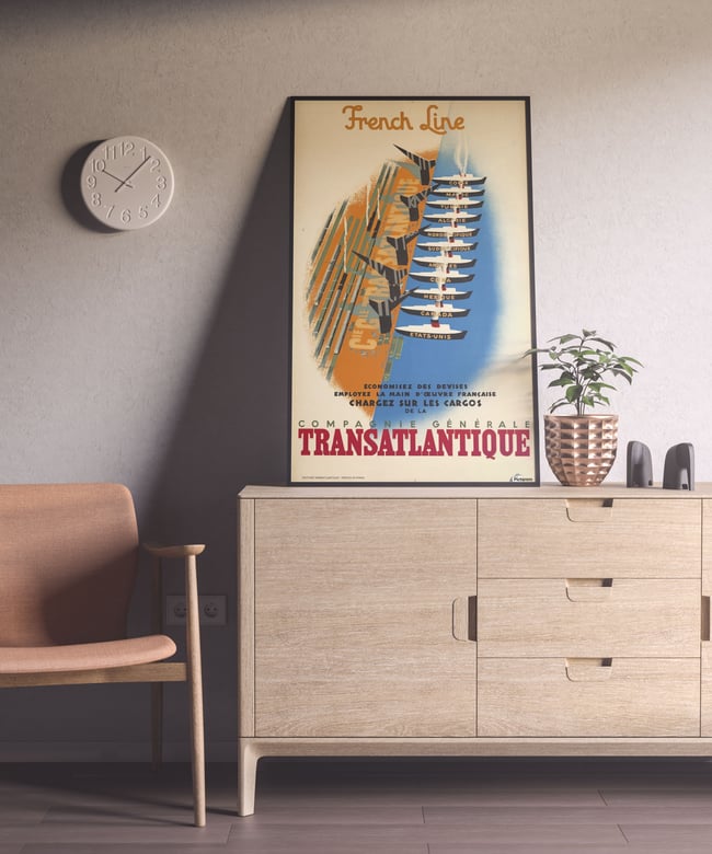 French Line - Cie Gle Transatlantique | Jan Auvigne | 1948 | Wall Art Print | Vintage Travel Poster