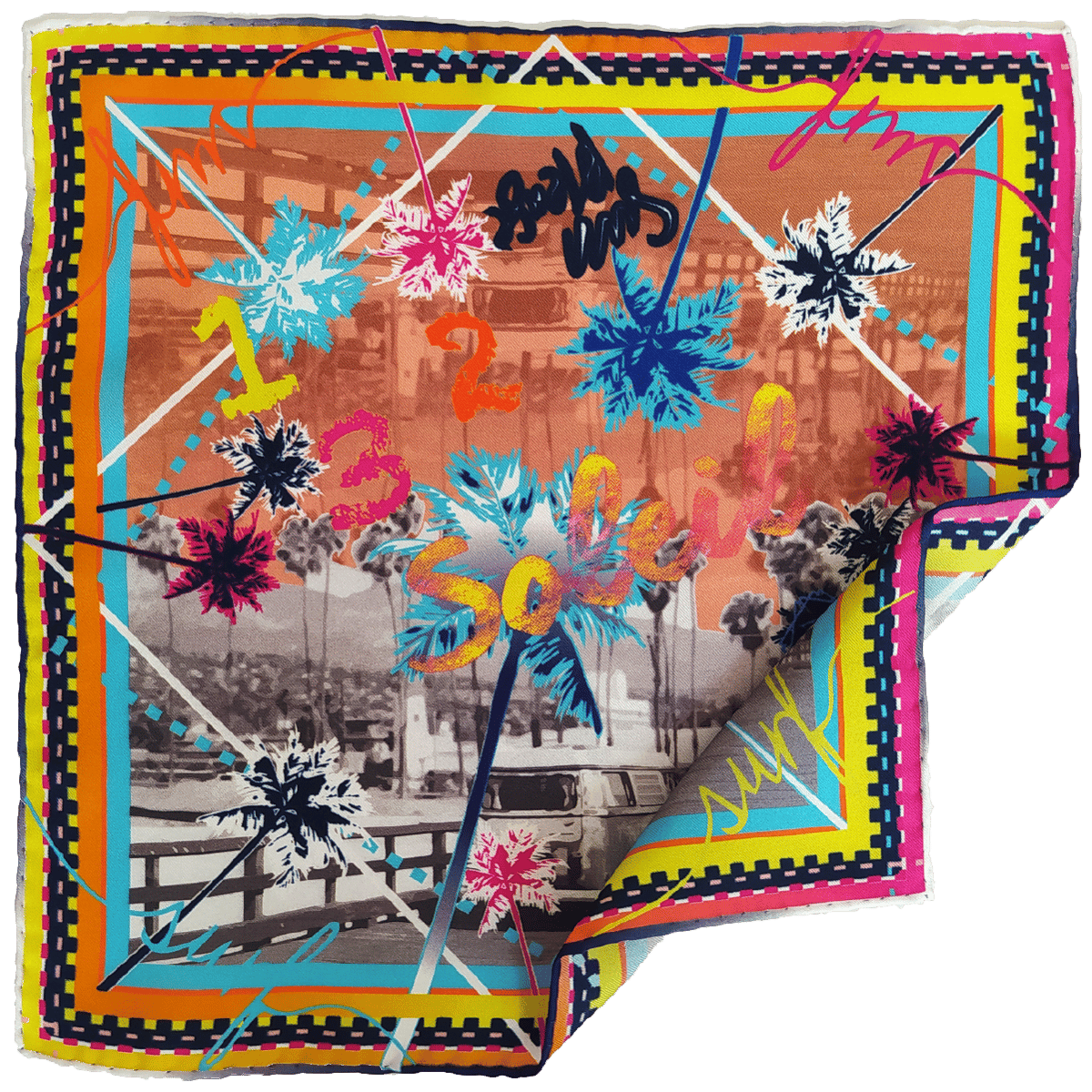 123 SOLEIL, Le Grand Foulard (carré en soie de 90/90cm)