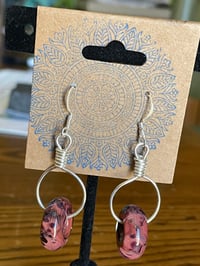 Image 1 of Black and Red Glass Hoop Earrings