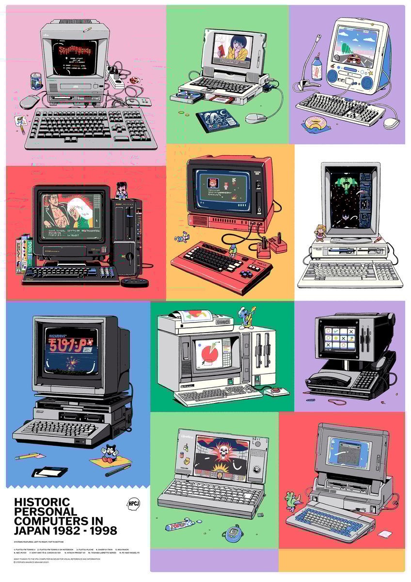 Historic Personal Computers of Japan - A3 Print | Stephen Maurice Graham