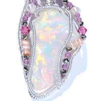 Image 2 of Ethiopian Opal Rhodochrosite Heart Pendant with Pyrite
