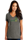Ladies Soft Cotton Heather Charcoal V-Neck Tee
