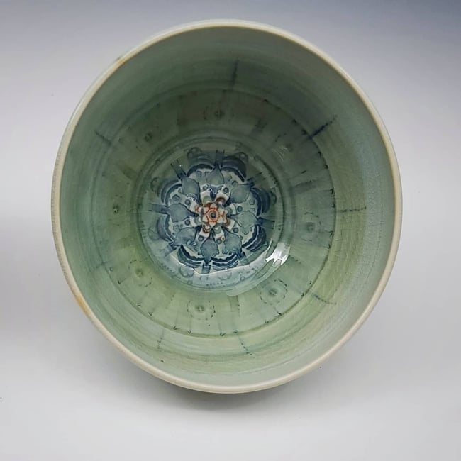 Pistachio Woodfired Mandala Bowl