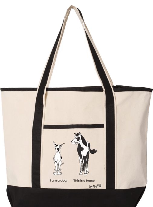 Great Dane Canvas Tote | Great Dane vs. Horse "Dog or Horse"