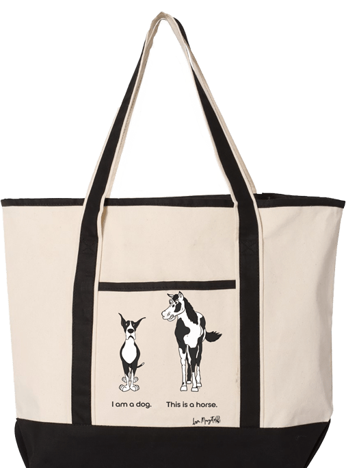 Great Dane Canvas Tote | Great Dane vs. Horse "Dog or Horse"