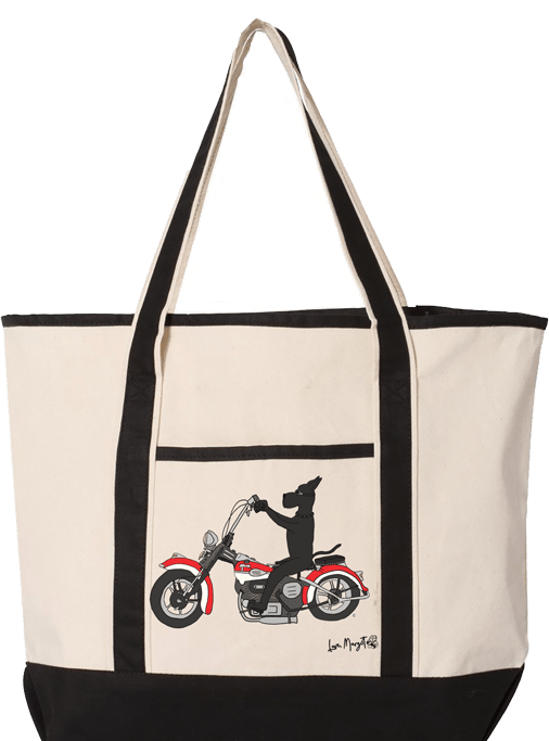 Great Dane Canvas Tote |Great Dane Riding a Harley Davidson