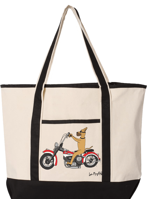 Great Dane Canvas Tote |Great Dane Riding a Harley Davidson