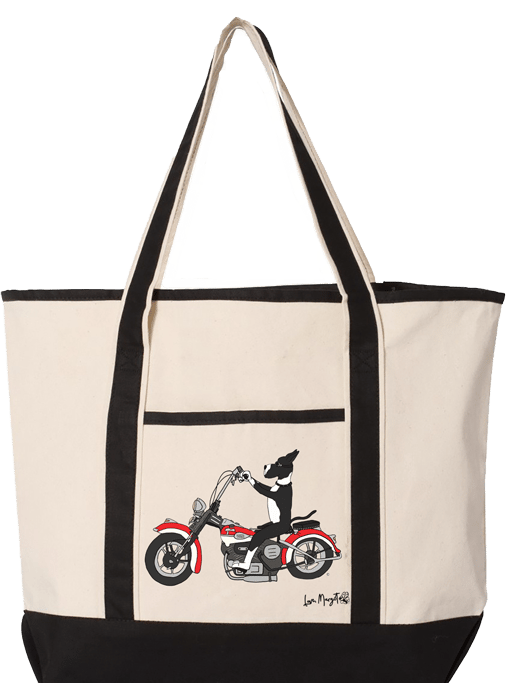 Great Dane Canvas Tote |Great Dane Riding a Harley Davidson