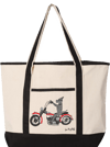 Great Dane Canvas Tote |Great Dane Riding a Harley Davidson