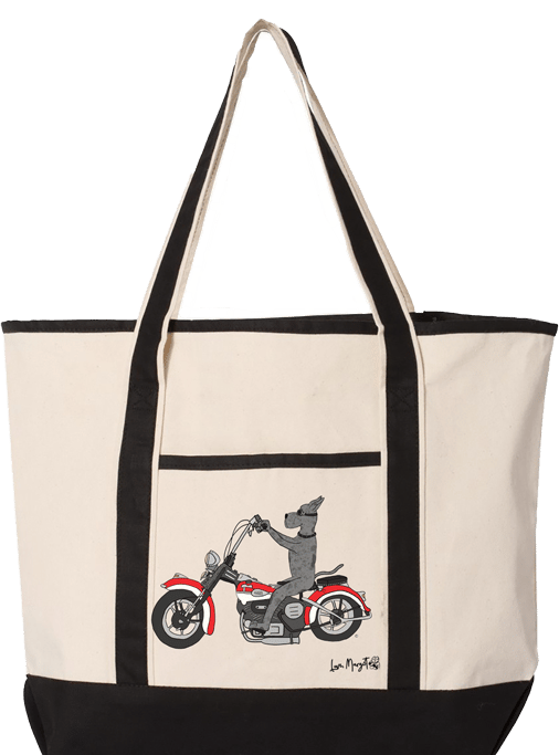 Great Dane Canvas Tote |Great Dane Riding a Harley Davidson