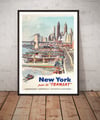 New York par la "TRANSAT" | Albert Brenet | 1955 | Wall Art Print | Vintage Travel Poster