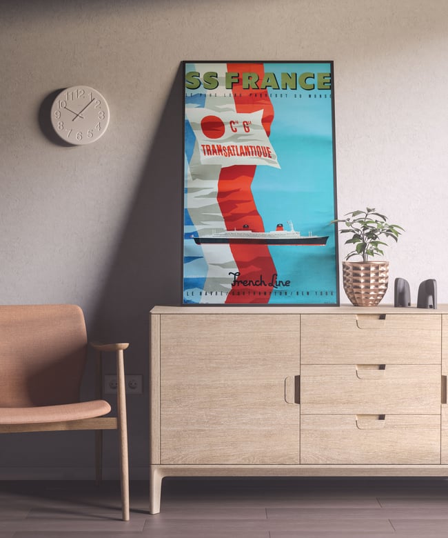 SS France - Cie Gle Transatlantique | Jean Jacquelin | 1961 | Wall Art Print | Vintage Travel Poster