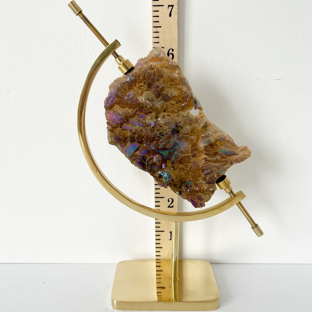 Image of Titanium Coated Amethyst no.53 + Brass Arc Stand